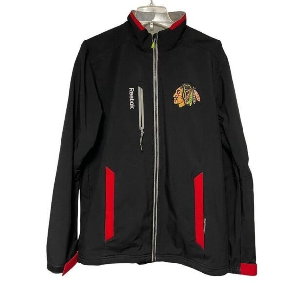 Chicago BLACKHAWKS Mens Neoprene Jacket Reebok Center Ice Collection‎ Size M - Picture 1 of 13